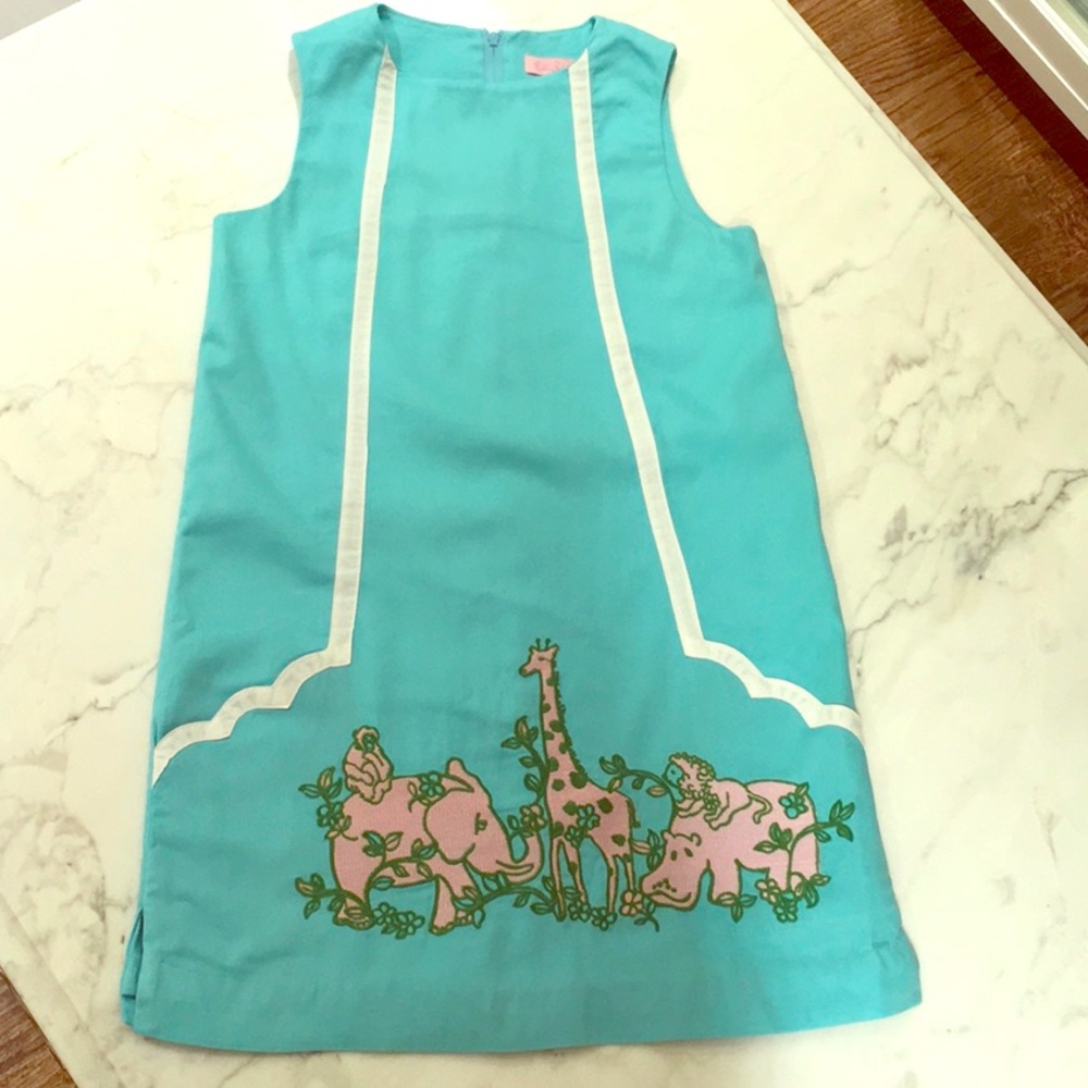 Lily Pulitzer Girls Turquoise Appliqué Dress